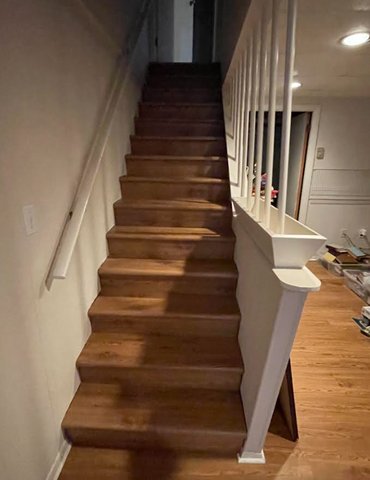 Before and after stair flooring AFCP Flooring in Milford CT and New York